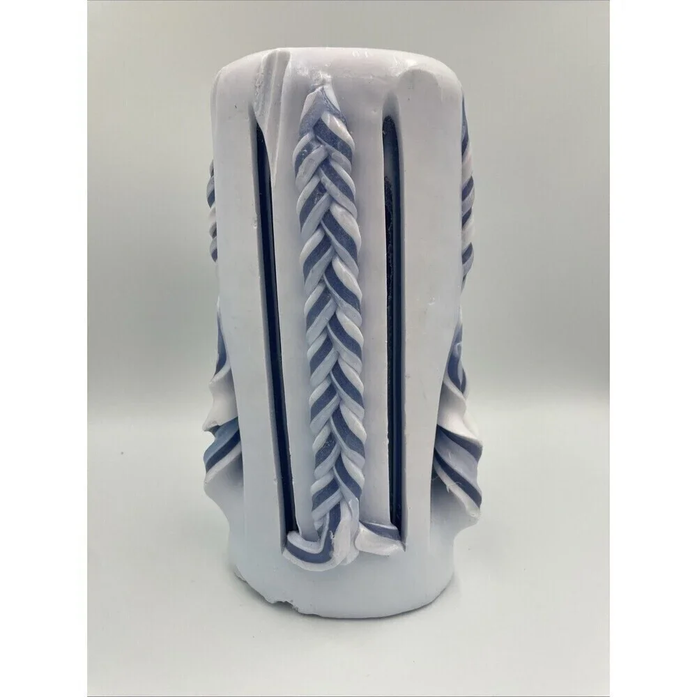Duke University Blue Devils Candle Hand Carved Ribbon Rare Gift New Unscented